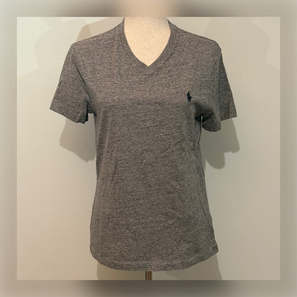 POLO RALPH LAURE  Women’s Heather Gray V-Neck T-Shirt